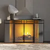 3-Panel Folding Fireplace Screen with Magnetic Hinged Doors, Solid Wrought Iron Panels Fire Spark Guard 2