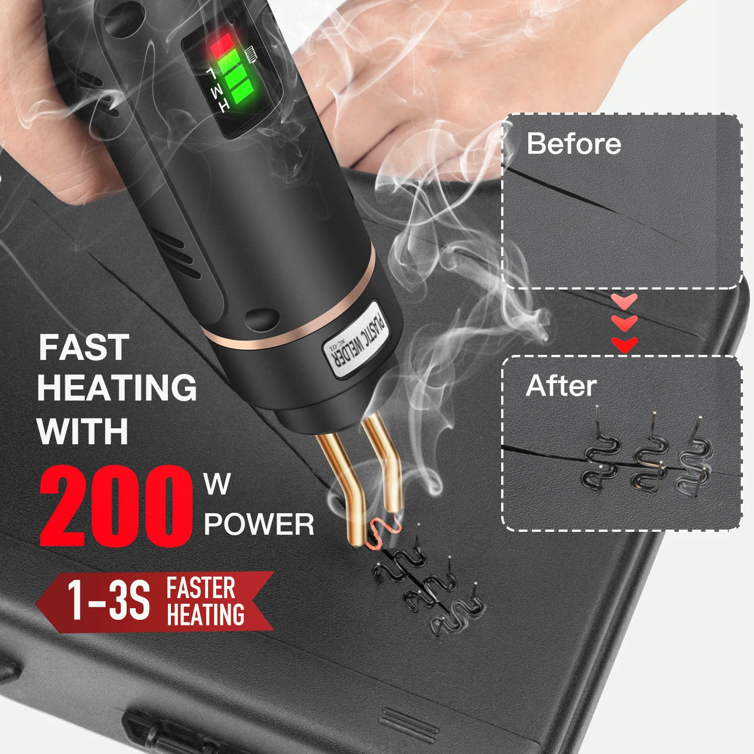 VTWTV Cordless Plastic Welder, 200W Plastic Welding Car Bumper Repair