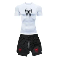 Men's Workout Compression Set Y2K Spider Printed Gym Tshirts Breathable Running Shorts Quick Dry Sports Rash Guard Sportwear Set - Image 5