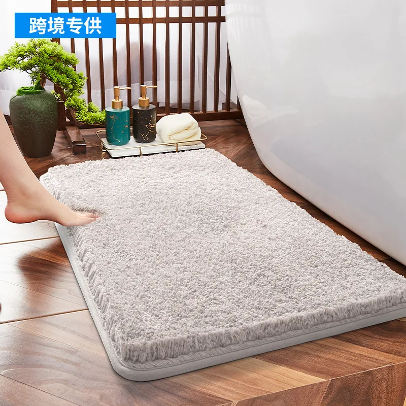 

Thickened Fiber Bathroom Floor Mats Into The Door Home Door Mats Solid Color Simple Bathroom Absorbent Non-slip Mat