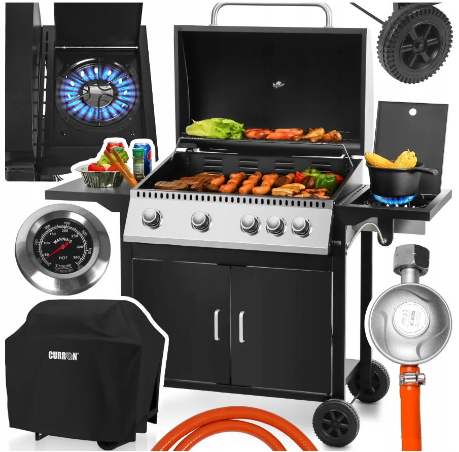 Grill Gazowy Ogrodowy Palniki 4+1 z Pokrowcem z Polski za $212.41 / ~816zł