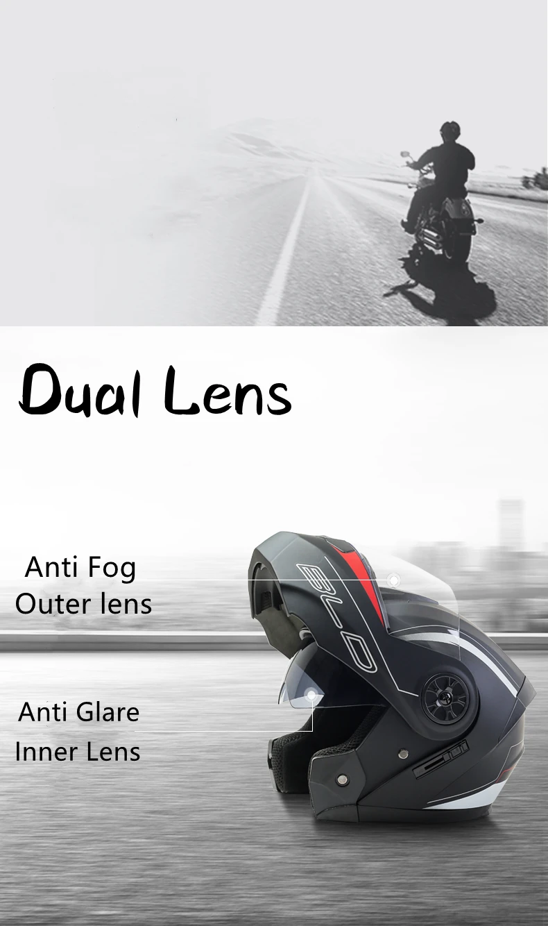 Personal isierte Doppel linsen Klapp helme Motocross Racing modulare Cascos Para Moto Männer Frauen Mode Voll gesicht Motorrad Helm – Detail 5