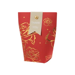 10pcs Elegant Bronzing Paper Gift Boxes and Bags - 5.5x5x12cm (Red)