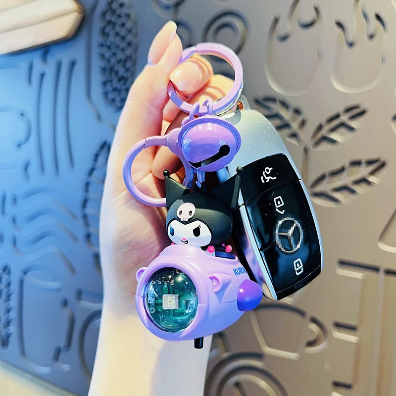 Key Chain Sanrio Keychain Sunset Light Ship Series Genuine Kuromi Hello Kitty Cinnamoroll Backpack Pendant Car Keyring Kids Gift