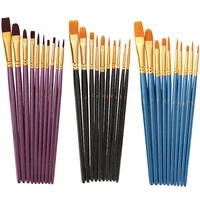 Nylon Hair Wooden Handle Artist Paint Brush Set Professional Oil Watercolor Acrylic Painting Brushes 3/6/10/12Pcs Art Supplies 2