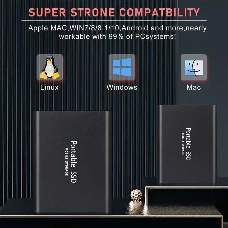 Original High-Speed External Hard Drive 1TB Portable SSD USB 3.1 2TB Mass Storage Mobile Hard Drive SSD For Laptop PC Mac