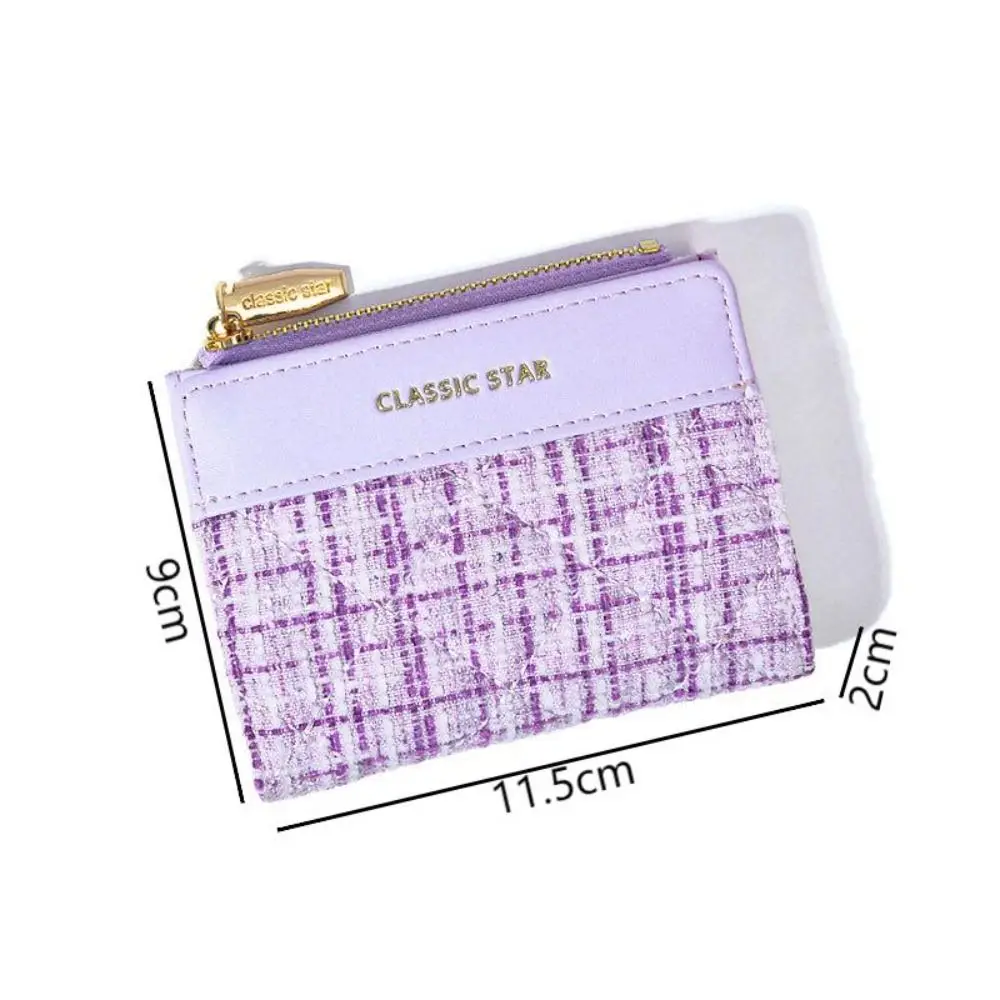 Retro Fashion Mini Short Wallet PU Leather Large Capacity Coin Purse Solid Color Card Holders Girl 6