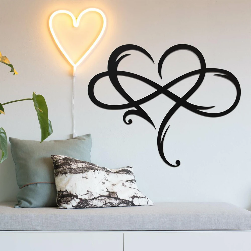 Infinity Heart Shaped Ornaments Wall Decor Eternal Love Hanging Sign Door HangerMetal Art Wedding Gift Living Room Decoration | Дом и сад