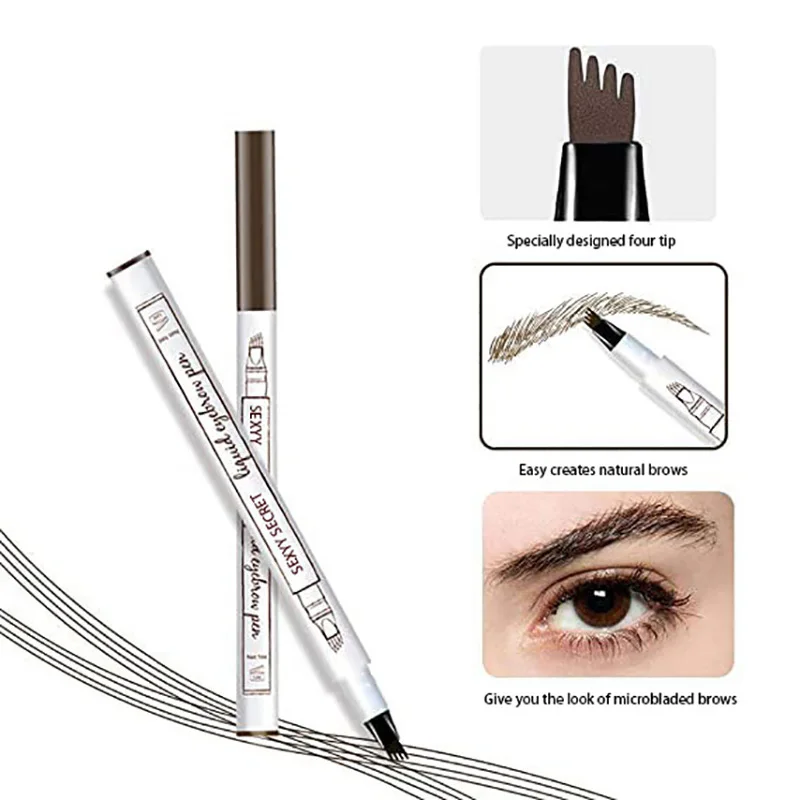 Microblading Eyebrow Pen Makeup Waterproof Liquid Eyebrow Pencil Long  Lasting Eyebrow Tattoo Pen Cosmetic 4 Points Eyebrow Pen - AliExpress