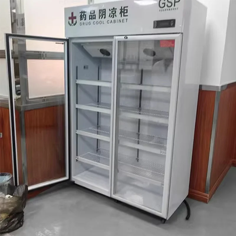 Medicine Cooler Medical Refrigerator Vertical Refrigerated Display Cabinet Pharmacy Freezer