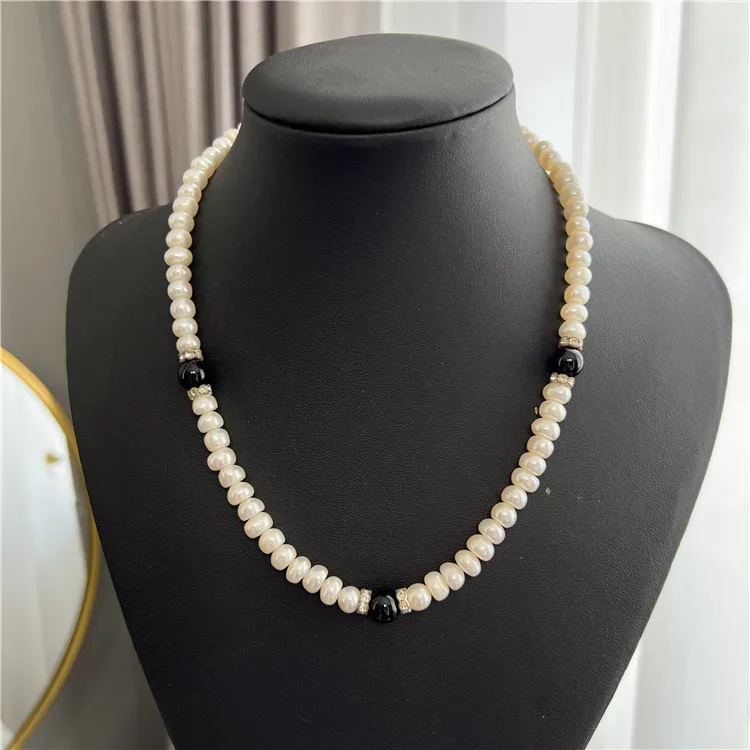 AAA Bread shape white pearls necklace sweater chain fashion jewelry