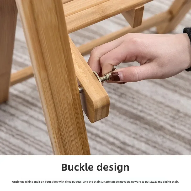 Simple Foldable Chair Natural Bamboo Backrest Seat for Home Portable Dining Chair with Stable Load Capacity Modern Furniture
