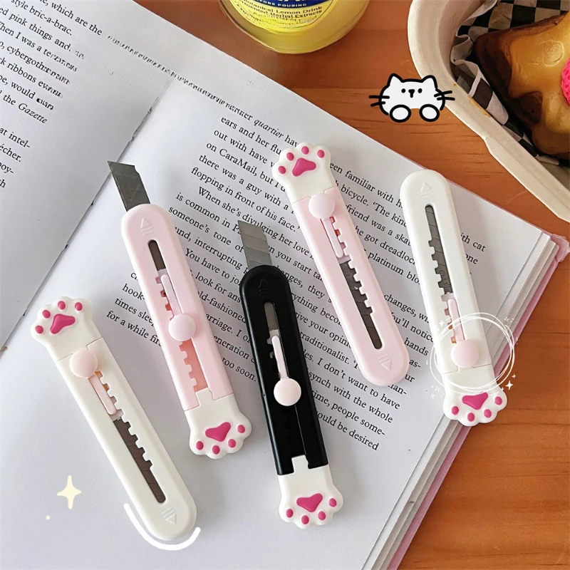 1 Pc Mini Cute Cartoon Envelope Opener Small Kawaii Kitten Paw Box Cutter Portable Fashion Utility Knife Student Supplies Gift