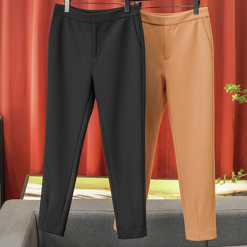 

Micro-stretch Thin Tapered Acetate Nine Cigarette Pipe Small Suit Pants Female 2023 Fall Winter New Commuter Fashion Clothing