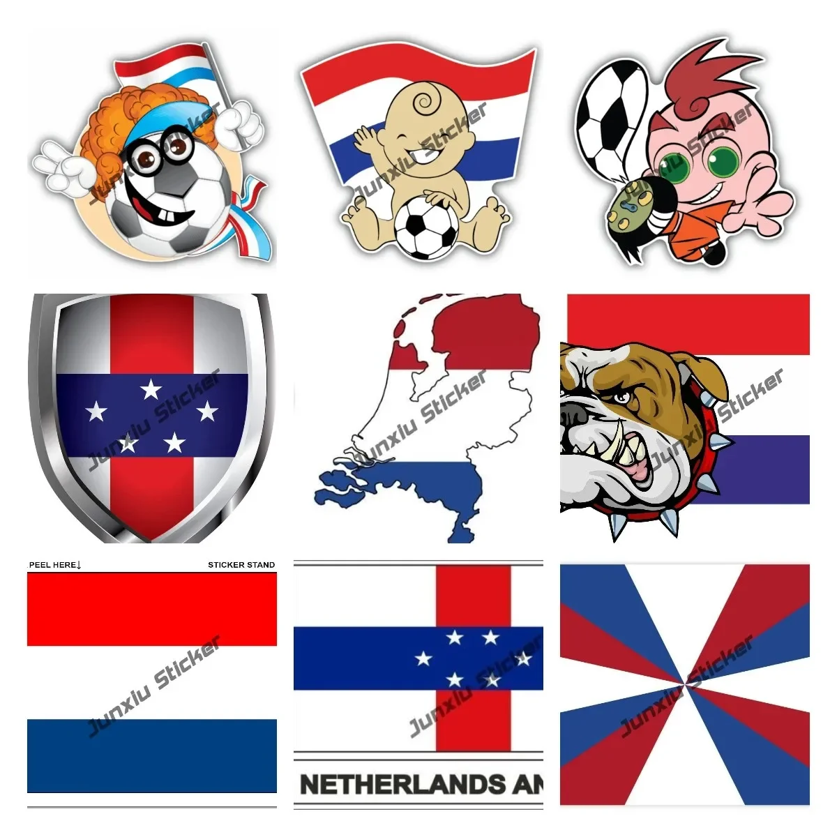Netherlands Flag Decal Baby Football Soccer with Flag Sticker for Auto Truck or Boat Waterproof Scratch-Proof Car Accessories