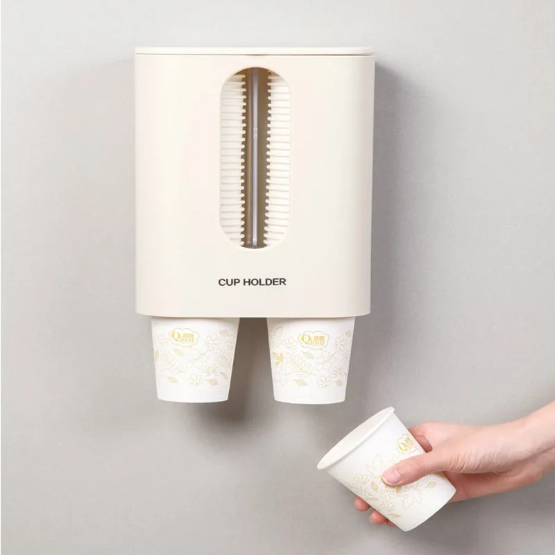 Disposable Paper Cups Dispenser Plastic Cup Holder For Water Dispenser Wall Mounted Automatic Cup Storage Rack Cups Container