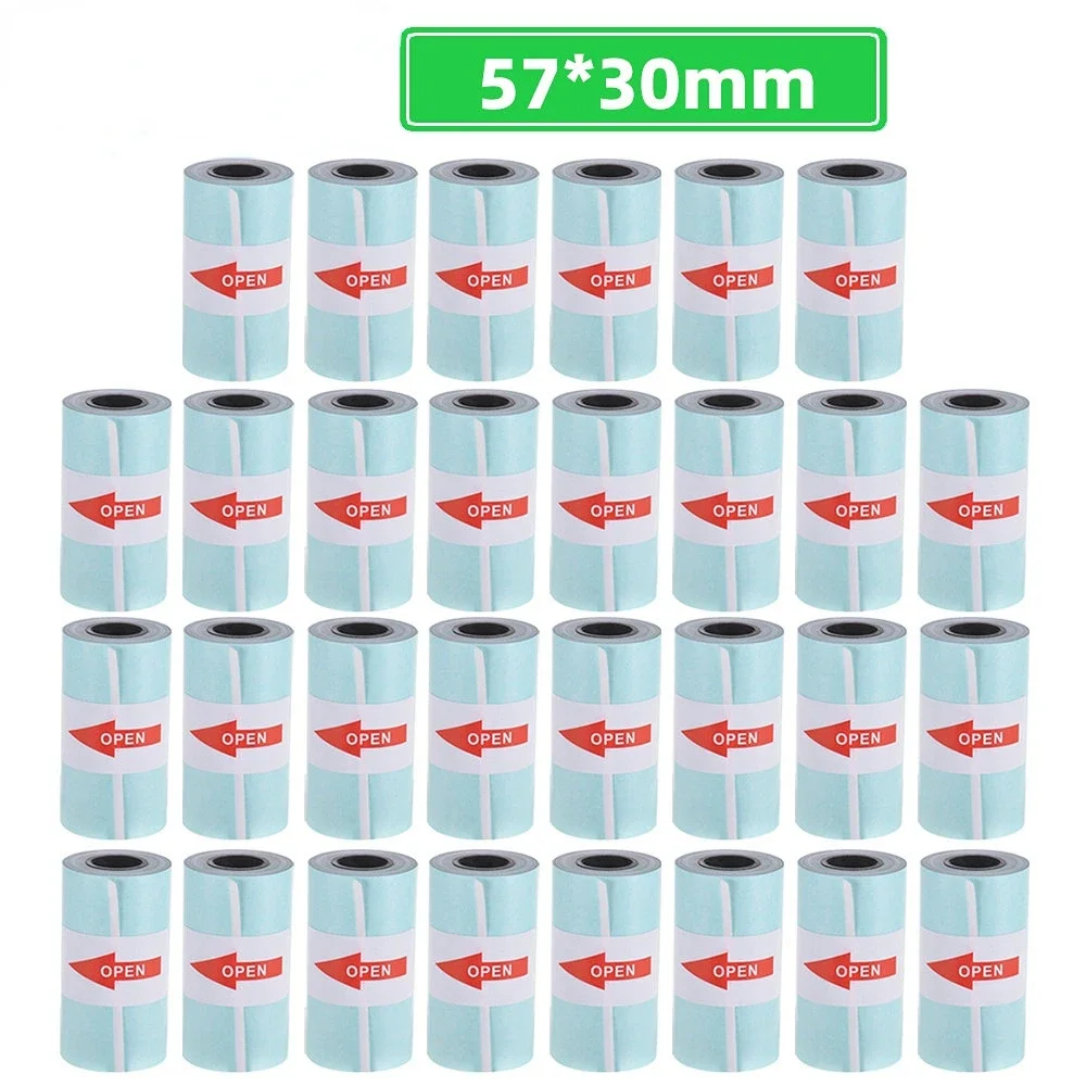 Thermal sticker paper 3 Rolls Thermal Paper Printable Sticker Paper Rolling Self-adhesive 57*30mm for PeriPage A6 Photo Printer for PAPERANG P1/P2