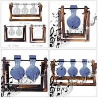 Glass Transparent Plant Bonsai Swing Bottle Vase Wooden Frame Birthday Gift Yard Pot Garden Desktop Landscape Supplies 2
