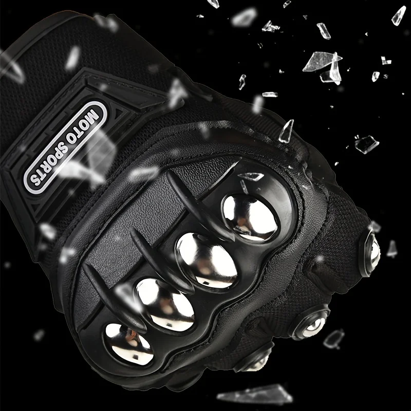 1Pair Stainless Steel Hard Shell Tactical Motorcycle Riding Glove For Men And Women Winter Outdoor Sports Waterproof Warm Gloves 4