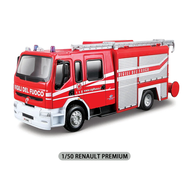 Bburago-Véhicule d'ingénierie de camion de pompiers, métal moulé