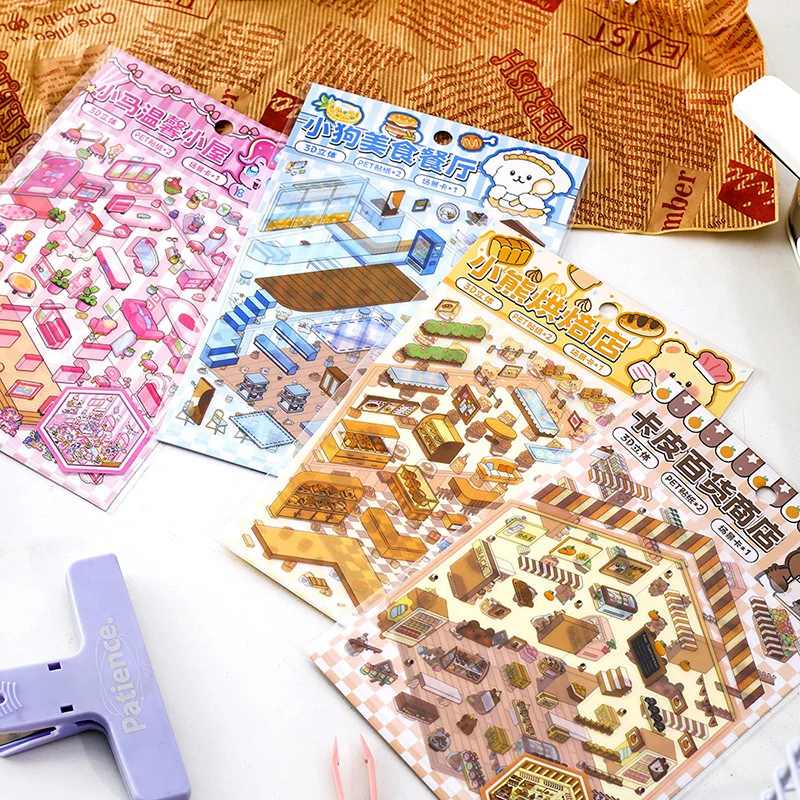 Miniature Scene Sticker Without Cutting Handmade Diary Stickers 3D Miniature Landscape Stickers DIY Scrapbook Underwater Sticker
