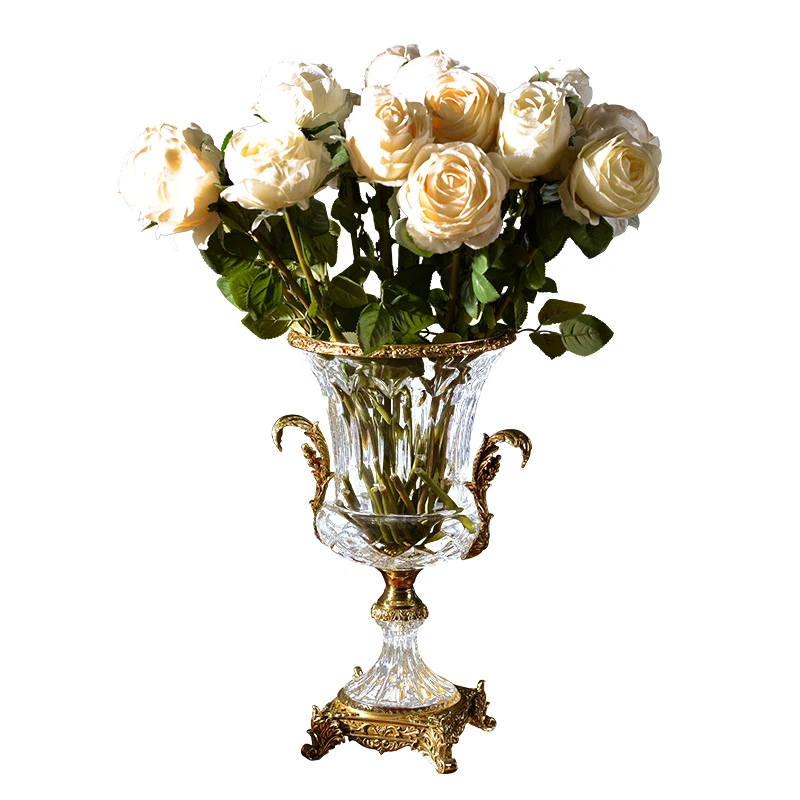 

ornament for living room home decor with brass part exquisite design luxury crystal vase