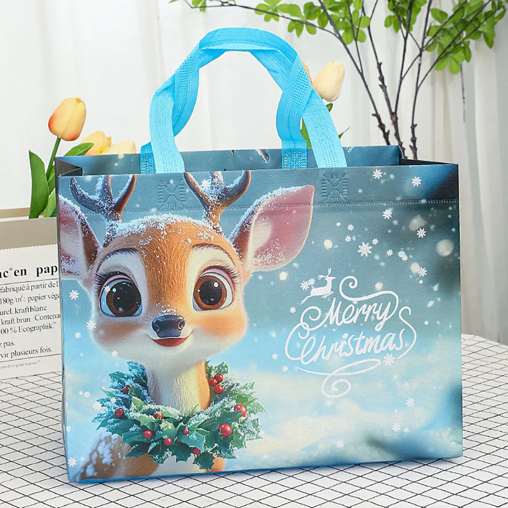 Christmas Gift Bag Non-woven Santa Snowman xmas tree Tote Bags Gift Packaging Bag Waterproof Shopping Bag Xmas New Year Bags