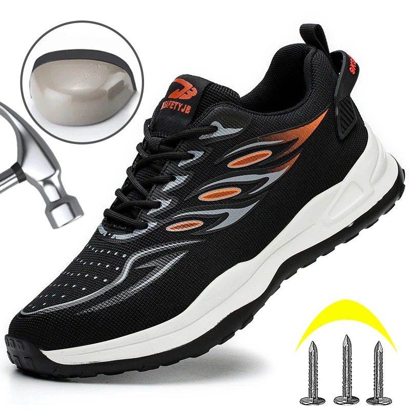 Quality Men Work Safety Shoes Anti-Smash Steel Toe Safety Shoes Indestructible Security Boots Sport Shoes Work Footwear Sneakers