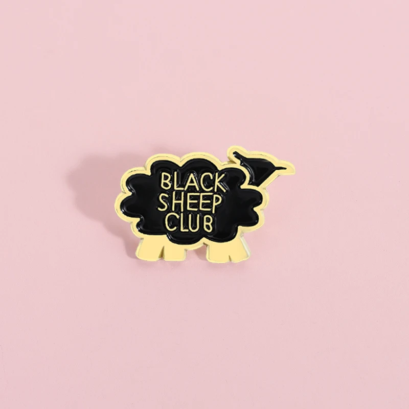 Black Sheep Club Emaille-Anstecknadel, das Logo einer lustigen, humorvollen Wildtiergruppe, Metallbrosche, Revers, Rucksackabzeichen, Schmuck, Geschenke für Freunde – Detail 6