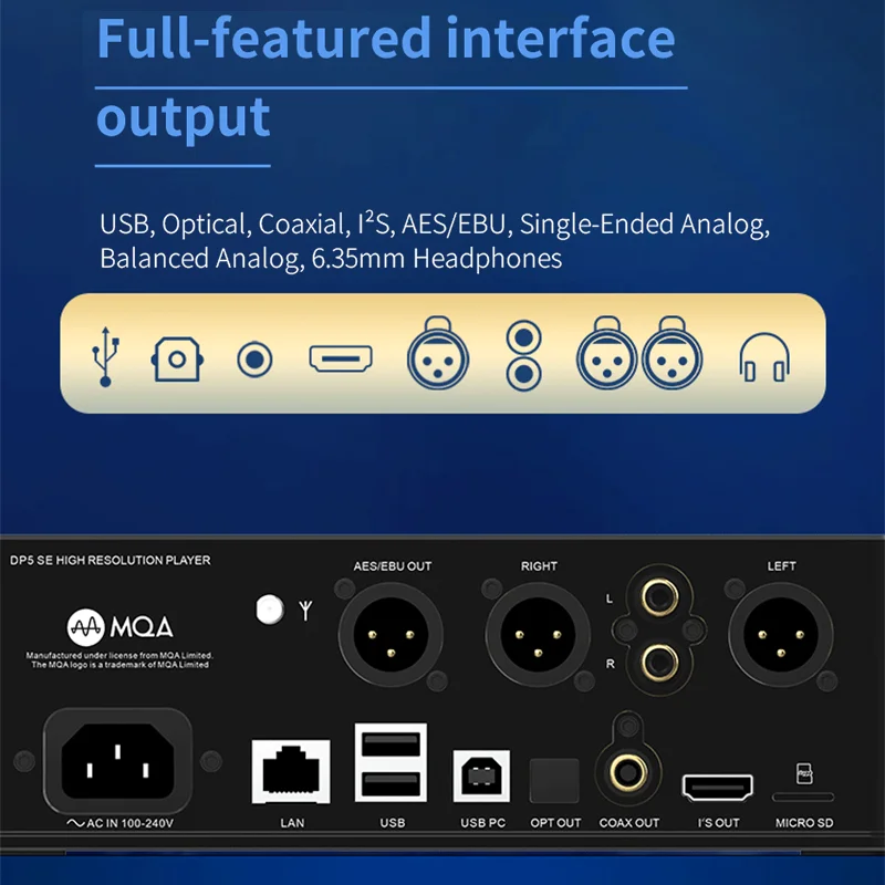 SMSL DP5SE 고음질 네트워크 음악 플레이어, ES9039Q2M MQA DSD256, 32 비트 384kHz, 블루투스 4.0 지지대 DLNA 와이파이 리모컨
