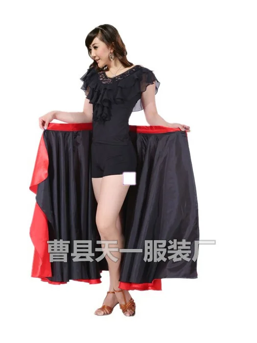 Women Flamenco Dresses Performance Dancing Clothing Women Red Black Hook Loop Spanish Flamenco Skirt Plus Size Female Gypsy Girls Satin Silk Dress