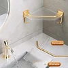 Acrylic Bathroom Shelf without Drilling Gold Rustproof Kitchen Toilet Shower Room Skincare Shampoo Corner Shelf Rack with Hook 2