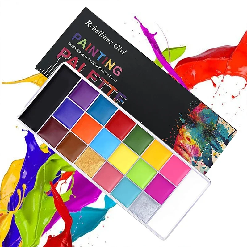 20 Color Sfx Children's Adult Painting Set Halloween Party Makeup Fancy Dress Beauty Palette Face Body Painting Oil and Brush 2