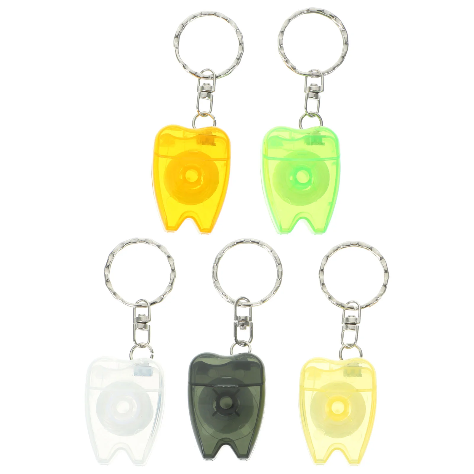 

Mini Dental Floss Key Chain Portable Keychain Dental Floss Box Teeth Shape Dental Floss Box Oral Cleaning Tool Random Color