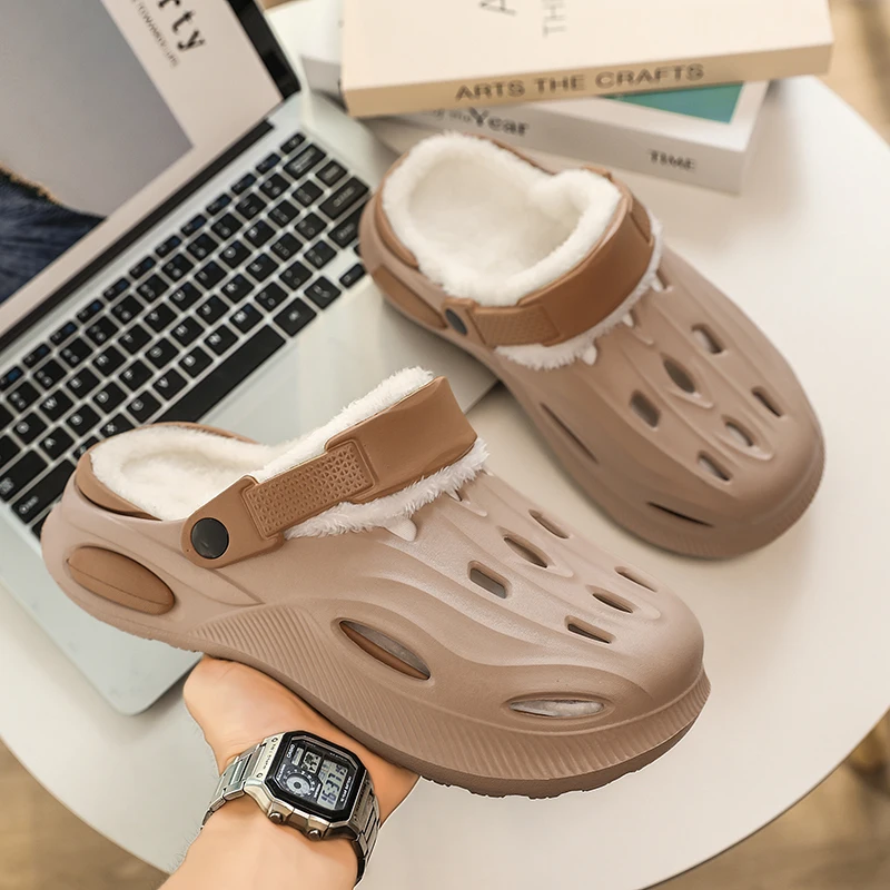 Couple Style Winter Clogs Warm Garden Shoes Men and Women House Furry Platform Slippers Classic Plush Slide Man Fur Clogs