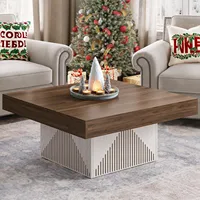 Coffee Table, Square Coffee Table with RGB LED Light, Wood Low Coffee Table for Living Room, Center Table for Living Room 1