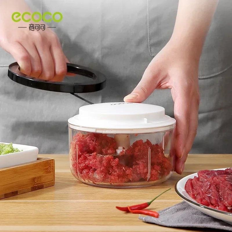 Ecoco Portable Hand-held Vegetable Cutter Kitchen Multi-function Manual Garlic Press Grinder Meat Cutting Machine