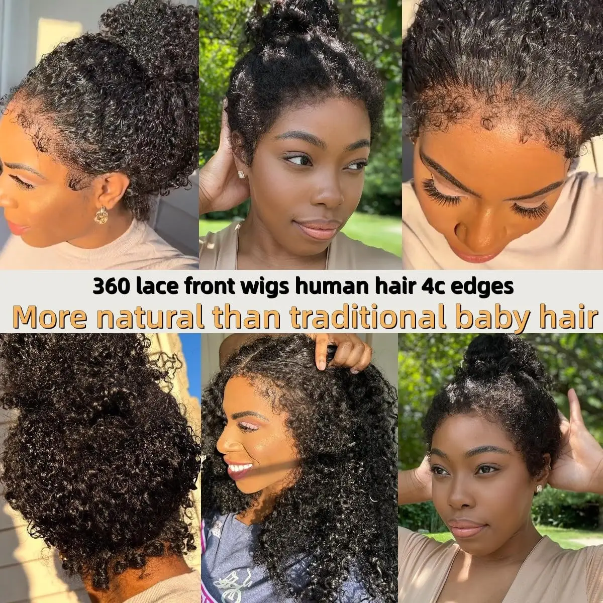 Hidden Strap 4C Kinky Edges Natural Hairline Burmese Curly 360 Transparanet Lace Front Invisible Strap PrePlucked Bleached Konts