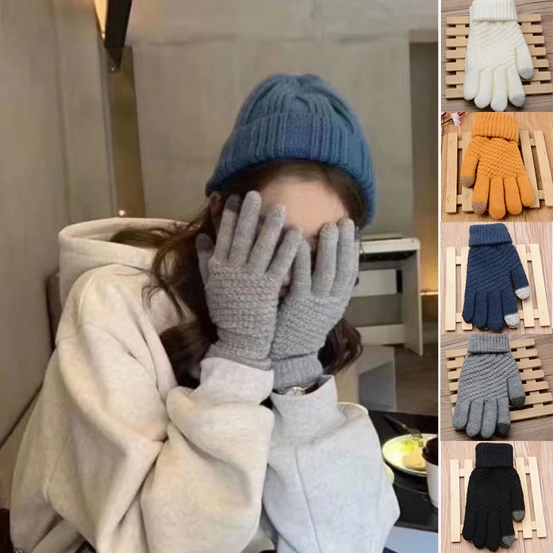 Womens Cashmere Knitted Winter Gloves Women Autumn Winter Warm Thick Touch Screen Skiing Outdoor Cycling Glove winter gloves touch screen gloves