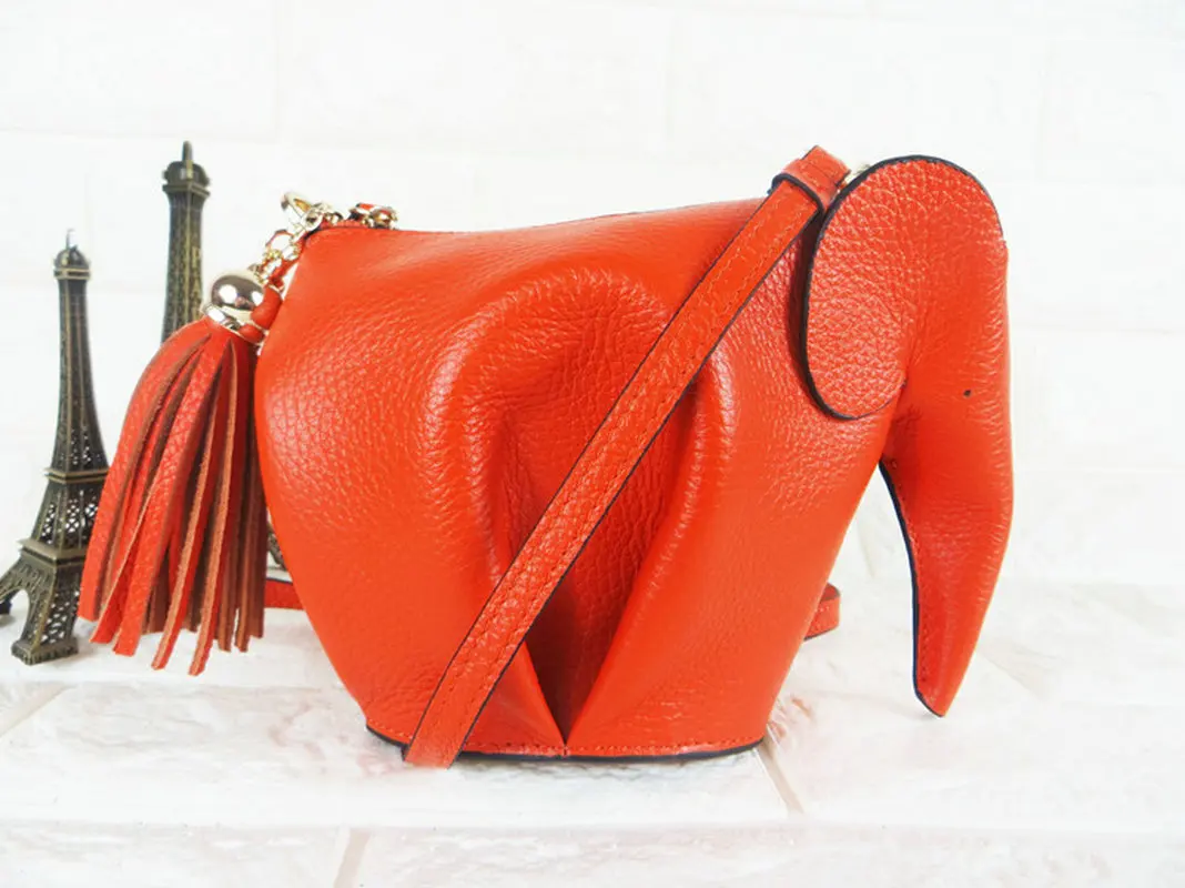 

Orange Elephant bag Genuine Leather Handmade- Customized Color Available