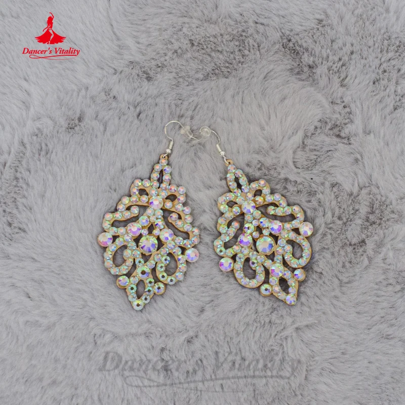 벨리댄스 모던 댄스 귀걸이, 맞춤형 시니어 AB 스톤 액세서리, 벨리 댄스 대회 액세서리