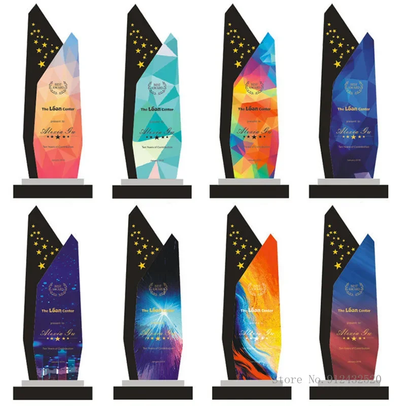 Customized Creative Crystal Trophy, Honor Creative Lettering, Color Printing, Excellent Employees Award, High-end Home Decor 1Pc