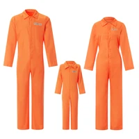 Family Matching Jail Costumes Letter Print Long Sleeve Prison Jumpsuit For Adults Kids Role-Playing Party Cosplay Long Romper 1