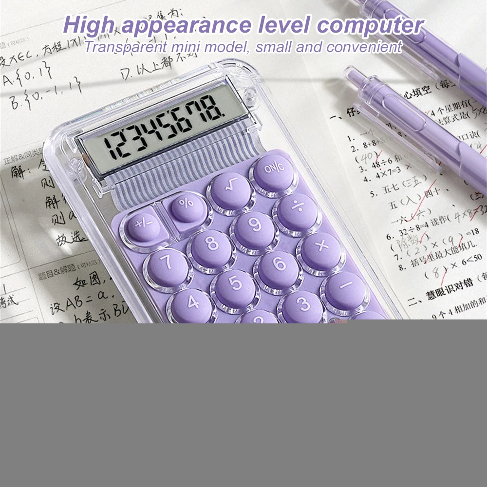 Description Picture 5 of itemTransparent Calculator Electronic Desktop Calculator LCD Display Mini Pocket Calculator Office Student Test Kids Gift Basic