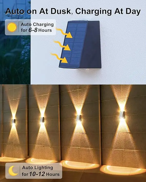 Description Picture 4 of itemSolar Powered Wall Wash Lamp Outdoor Waterproof Courtyard Lamp Balcony Ambient Lamp Wall Light Emitting Up and Down Wall Lamp