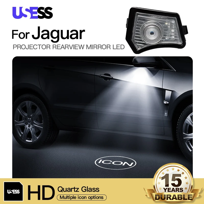 USESS For Jaguar LED Side Rearview Mirror Icon Projector Ghost Shadow