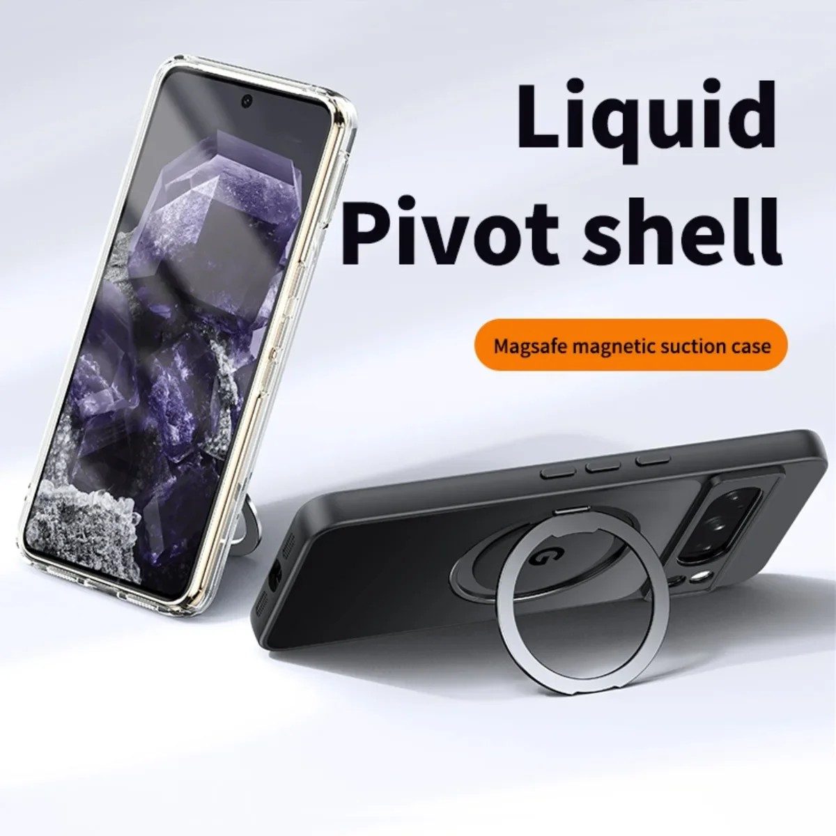 Luxury Transparent Skin Friendly Matte For Google Pixel 8 Pro 8A Case Rotating Ring Bracket Protective Back Cover Accessories