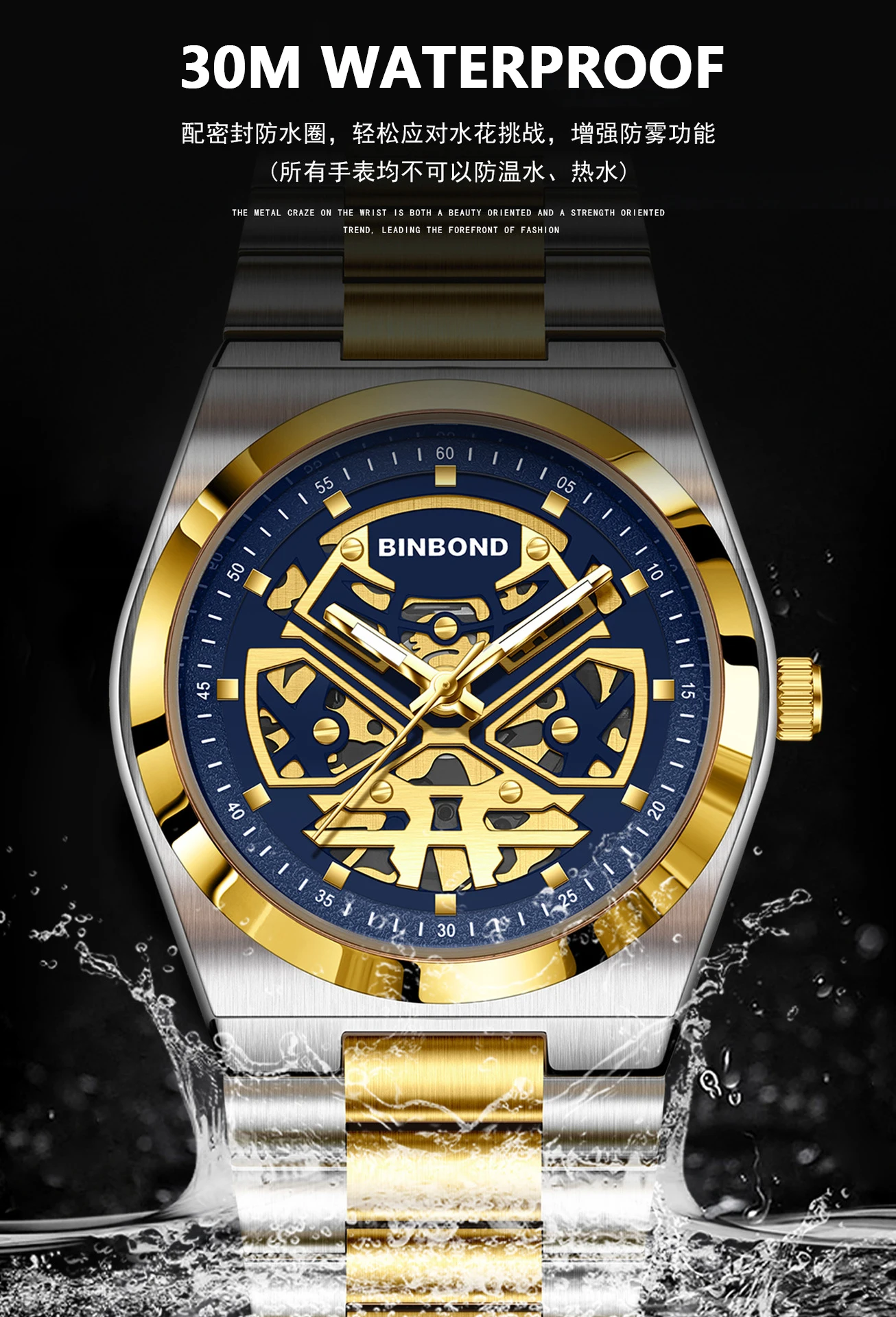 BINBOND B879 Mechanical Men's Watch description image 12