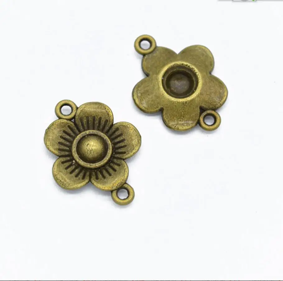 70pcs 22*17mm Antique Silver Color Flower Connector Charms For Jewelry Making DIY Jewelry Findings F0908