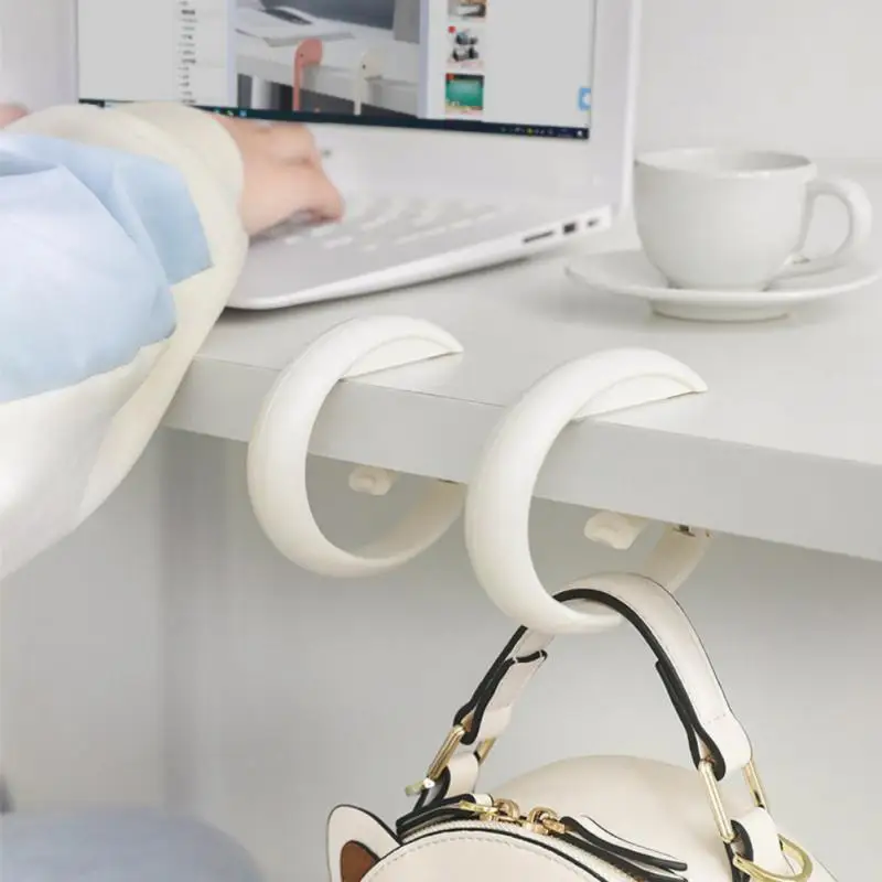 Gancio Da Tavolo Portaborsa - 2 Pezzi In Alluminio Per Ufficio, Studio E Computer - Foto 4